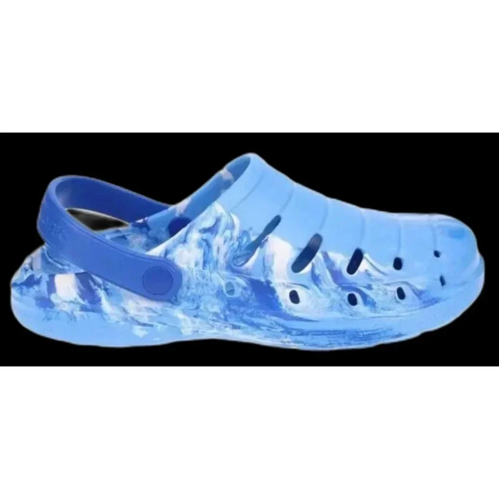 Rugged Shark Men’s Clogs SIZE 8 Blue Swirl Sandals Waterproof Floatable NEW